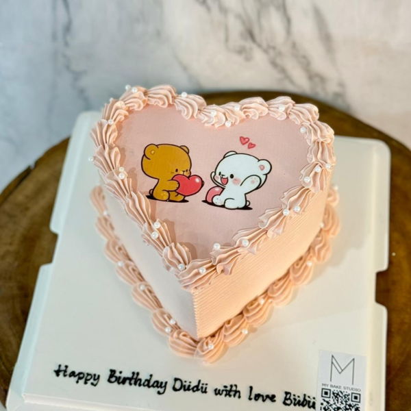 Love Heart Bear Cake